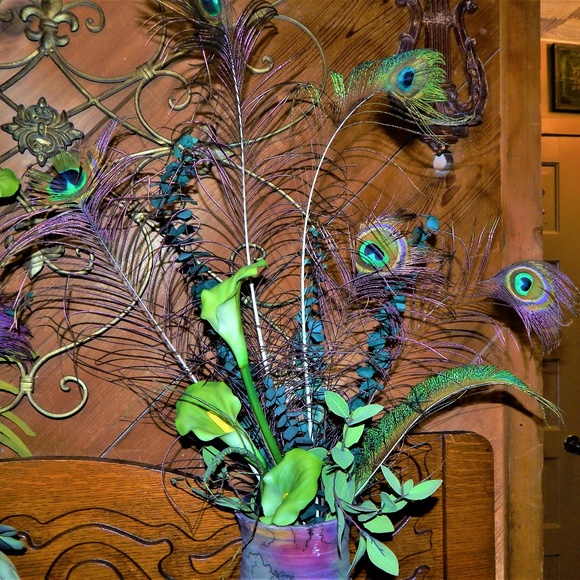 Peacock~ Calla Lily~ Eucalyptus Wedding Home Decor - Picture 2 of 8